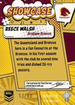 2024 NRL Traders Titanium - Showcase Caricatures Gold #SCC02 Reece Walsh Back